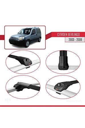 Citroen Berlingo 2003-2008 Arası ile uyumlu ACE-1 Ara Atkı Tavan Barı SİYAH