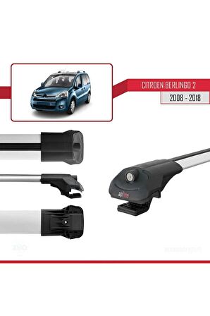 Citroen Berlingo 2008-2018 Arası ile uyumlu ACE-1 Ara Atkı Tavan Barı GRİ