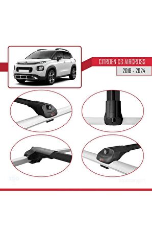 Citroen C3 Aircross 2018 ve Sonrası ile uyumlu ACE-1 Ara Atkı Tavan Barı SİYAH