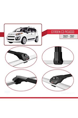Citroen C3 Picasso 2007-2017 Arası ile uyumlu ACE-1 Ara Atkı Tavan Barı SİYAH