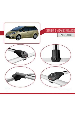 Citroen C4 Grand Picasso 2007-2013 Arası ile uyumlu ACE-1 Ara Atkı Tavan Barı GRİ