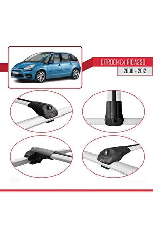 Citroen C4 Picasso 2006-2012 Arası ile uyumlu ACE-1 Ara Atkı Tavan Barı GRİ