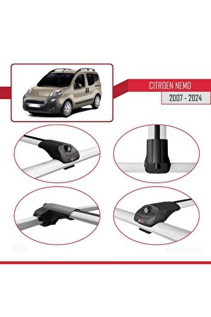 Citroen Nemo 2007 ve Sonrası ile uyumlu ACE-1 Ara Atkı Tavan Barı GRİ