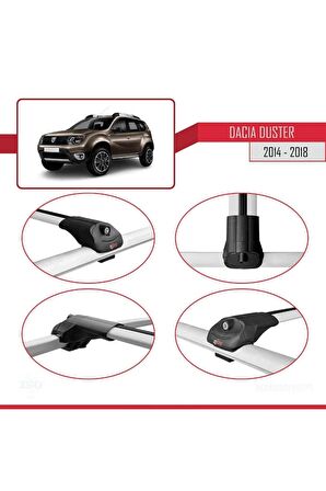Dacia Duster 2014-2018 Arası ile uyumlu ACE-1 Ara Atkı Tavan Barı GRİ