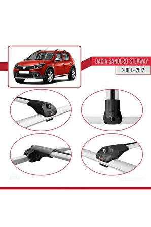 Dacia Sandero STEPWAY 2008-2012 Arası ile uyumlu ACE-1 Ara Atkı Tavan Barı GRİ