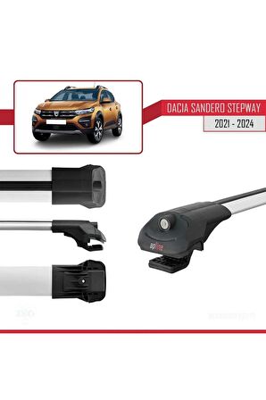 Dacia Sandero STEPWAY 2021 ve Sonrası ile uyumlu ACE-1 Ara Atkı Tavan Barı GRİ
