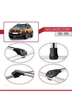 Dacia Sandero STEPWAY 2021 ve Sonrası ile uyumlu ACE-1 Ara Atkı Tavan Barı GRİ