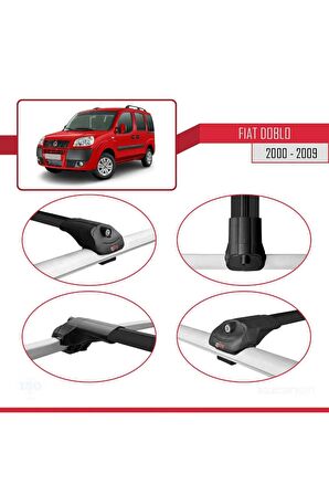 Fiat Doblo 2000-2009 Arası ile uyumlu ACE-1 Ara Atkı Tavan Barı SİYAH 4 ADET BAR