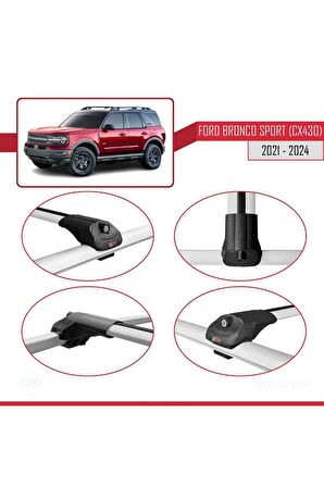Ford Bronco Sport (CX430) 2021 ve Sonrası ile uyumlu ACE-1 Ara Atkı Tavan Barı GRİ