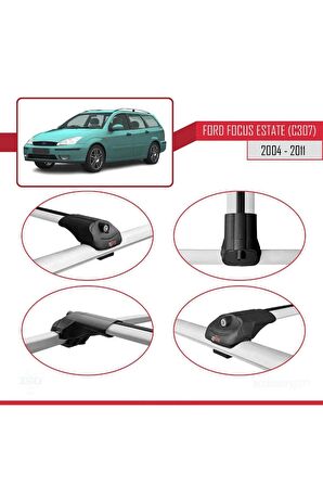 Ford Focus Estate (C307) 2004-2011 Arası ile uyumlu ACE-1 Ara Atkı Tavan Barı GRİ