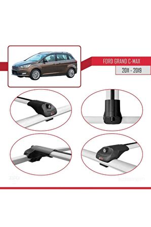 Ford Grand C-Max 2011-2019 Arası ile uyumlu ACE-1 Ara Atkı Tavan Barı GRİ