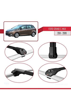 Ford Grand C-Max 2011-2019 Arası ile uyumlu ACE-1 Ara Atkı Tavan Barı SİYAH 3 ADET BAR