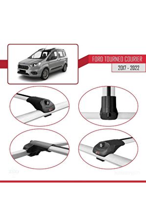 Ford Tourneo Courier 2017-2022 Arası ile uyumlu ACE-1 Ara Atkı Tavan Barı GRİ