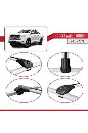 Great Wall Cannon 2019 ve Sonrası ile uyumlu ACE-1 Ara Atkı Tavan Barı GRİ