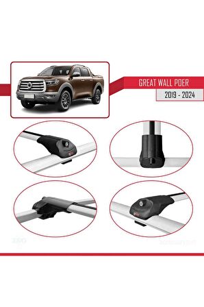 Great Wall Poer 2019 ve Sonrası ile uyumlu ACE-1 Ara Atkı Tavan Barı GRİ