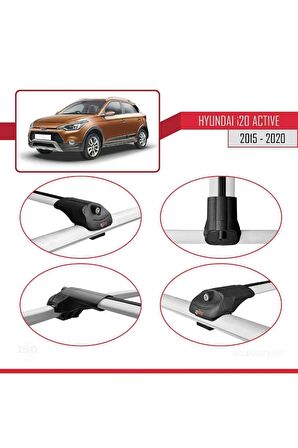 Hyundai i20 ACTIVE 2015-2020 Arası ile uyumlu ACE-1 Ara Atkı Tavan Barı GRİ