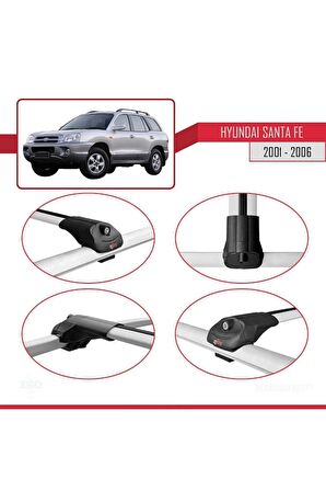 Hyundai Santa Fe (SM) 2001-2006 Arası ile uyumlu ACE-1 Ara Atkı Tavan Barı GRİ
