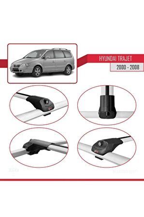 Hyundai Trajet 2000-2008 Arası ile uyumlu ACE-1 Ara Atkı Tavan Barı GRİ