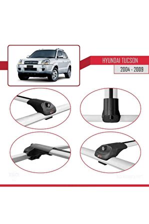 Hyundai Tucson (JM) 2004-2009 Arası ile uyumlu ACE-1 Ara Atkı Tavan Barı GRİ