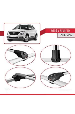 Hyundai Venue (QX) 2019 ve Sonrası ile uyumlu ACE-1 Ara Atkı Tavan Barı GRİ