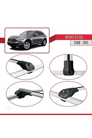 Infiniti FX S51 2008-2013 Arası ile uyumlu ACE-1 Ara Atkı Tavan Barı GRİ