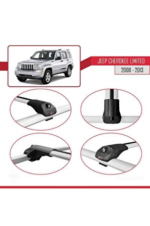Jeep Cherokee (KK) 2008-2013 Arası ile uyumlu ACE-1 Ara Atkı Tavan Barı GRİ