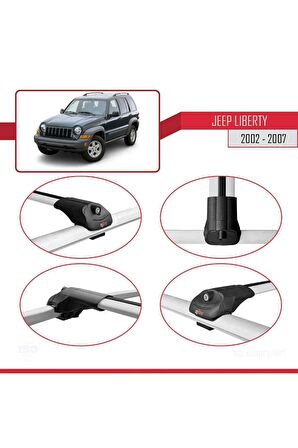 Jeep Liberty 2002-2007 Arası ile uyumlu ACE-1 Ara Atkı Tavan Barı GRİ