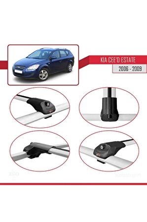 Kia Ceed SPORTSWAGON 2006-2009 Arası ile uyumlu ACE-1 Ara Atkı Tavan Barı GRİ
