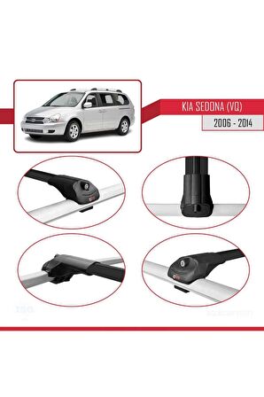 Kia Sedona (VQ) 2006-2014 Arası ile uyumlu ACE-1 Ara Atkı Tavan Barı SİYAH