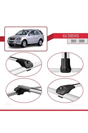 Kia Sorento 2002-2009 Arası ile uyumlu ACE-1 Ara Atkı Tavan Barı GRİ