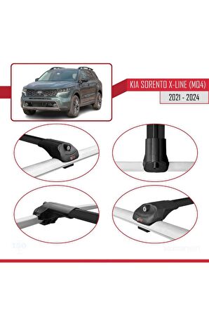 Kia Sorento X-LINE (MQ4) 2021 ve Sonrası ile uyumlu ACE-1 Ara Atkı Tavan Barı SİYAH