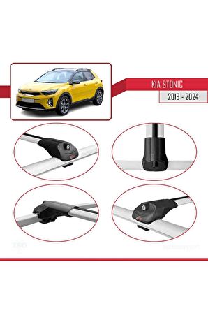 Kia Stonic 2018 ve Sonrası ile uyumlu ACE-1 Ara Atkı Tavan Barı GRİ 3 ADET BAR