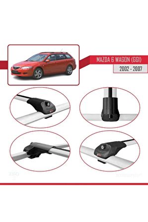 Mazda 6 (GG1) 2002-2007 Arası ile uyumlu ACE-1 Ara Atkı Tavan Barı GRİ