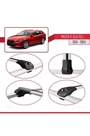 Mazda 6 (GJ1/GL) 2013 ve Sonrası ile uyumlu ACE-1 Ara Atkı Tavan Barı GRİ