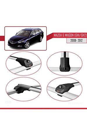 Mazda 6 Wagon (GH1/GH2) 2008-2012 Arası ile uyumlu ACE-1 Ara Atkı Tavan Barı GRİ
