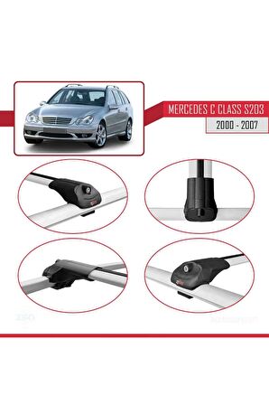 Mercedes C Class (S203) 2000-2007 Arası ile uyumlu ACE-1 Ara Atkı Tavan Barı GRİ