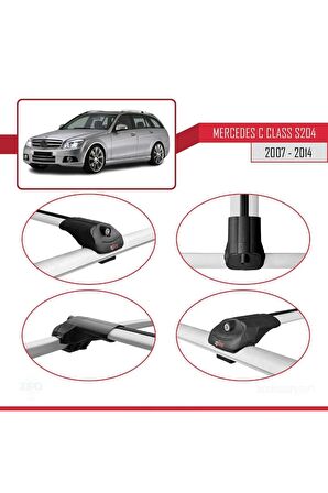 Mercedes C Class (S204) 2007-2014 Arası ile uyumlu ACE-1 Ara Atkı Tavan Barı GRİ