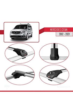 Mercedes Citan 2012-2021 (W415) Arası ile uyumlu ACE-1 Ara Atkı Tavan Barı GRİ