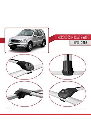 Mercedes M Class (W163) 1998-2005 Arası ile uyumlu ACE-1 Ara Atkı Tavan Barı GRİ