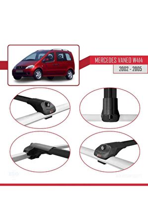 Mercedes Vaneo (W414) 2002-2005 Arası ile uyumlu ACE-1 Ara Atkı Tavan Barı SİYAH