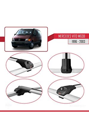 Mercedes Vito (W638) 1996-2003 Arası ile uyumlu ACE-1 Ara Atkı Tavan Barı GRİ