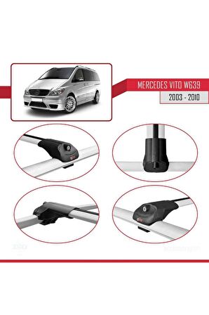 Mercedes Vito (W639) 2003-2010 Arası ile uyumlu ACE-1 Ara Atkı Tavan Barı GRİ