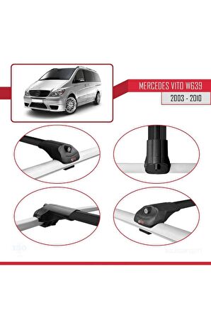 Mercedes Vito (W639) 2003-2010 Arası ile uyumlu ACE-1 Ara Atkı Tavan Barı SİYAH