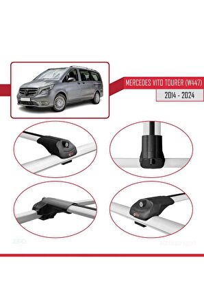 Mercedes Vito Tourer (W447) 2014 ve Sonrası ile uyumlu ACE-1 Ara Atkı Tavan Barı GRİ