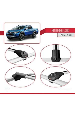 Mitsubishi L200 2015-2023 Arası ile Uyumlu ACE-1 Ara Atkı Tavan Barı Gri