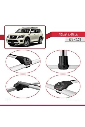 Nissan Armada Y62 2017-2020 Arası ile uyumlu ACE-1 Ara Atkı Tavan Barı GRİ