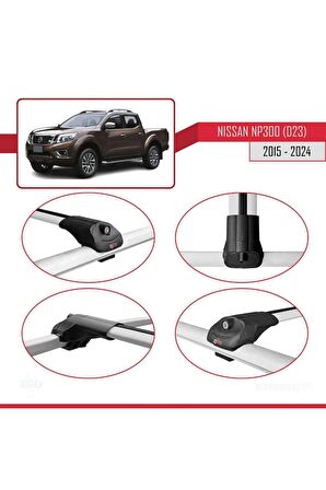 Nissan NP300 (D23) 2015 ve Sonrası ile uyumlu ACE-1 Ara Atkı Tavan Barı GRİ