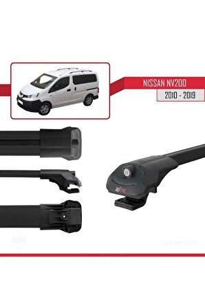 Nissan NV200 2010-2019 Arası ile uyumlu ACE-1 Ara Atkı Tavan Barı SİYAH 4 ADET BAR