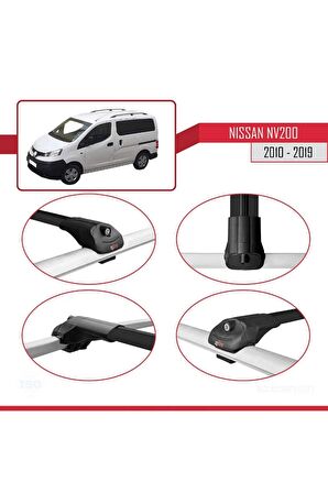 Nissan NV200 2010-2019 Arası ile uyumlu ACE-1 Ara Atkı Tavan Barı SİYAH 4 ADET BAR