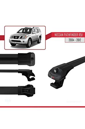 Nissan Pathfinder (R51) 2004-2012 Arası ile uyumlu ACE-1 Ara Atkı Tavan Barı SİYAH 3 ADET BAR